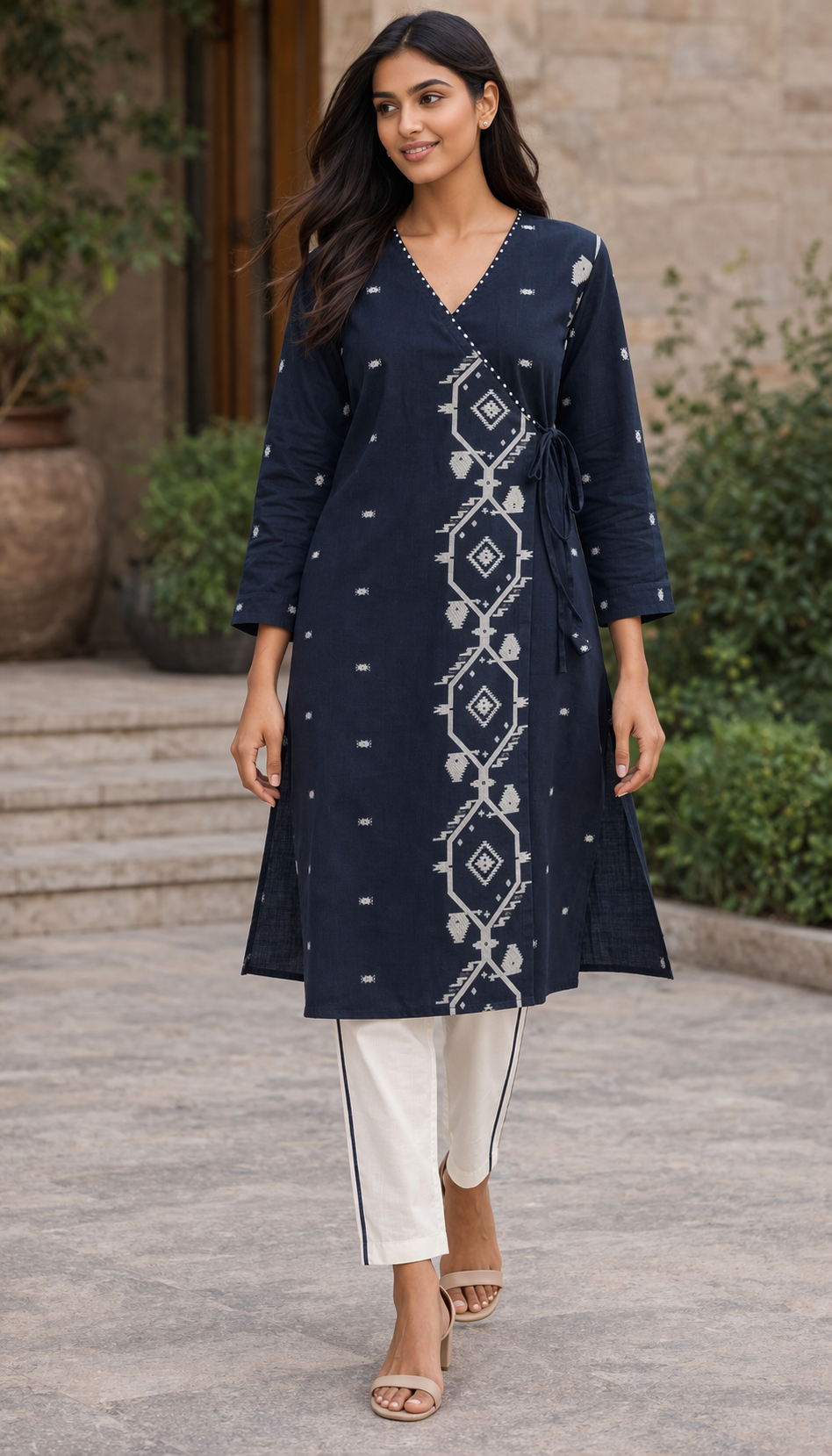 Blue ikat kurta set