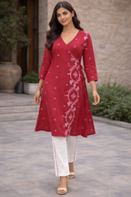 Red ikat kurta set