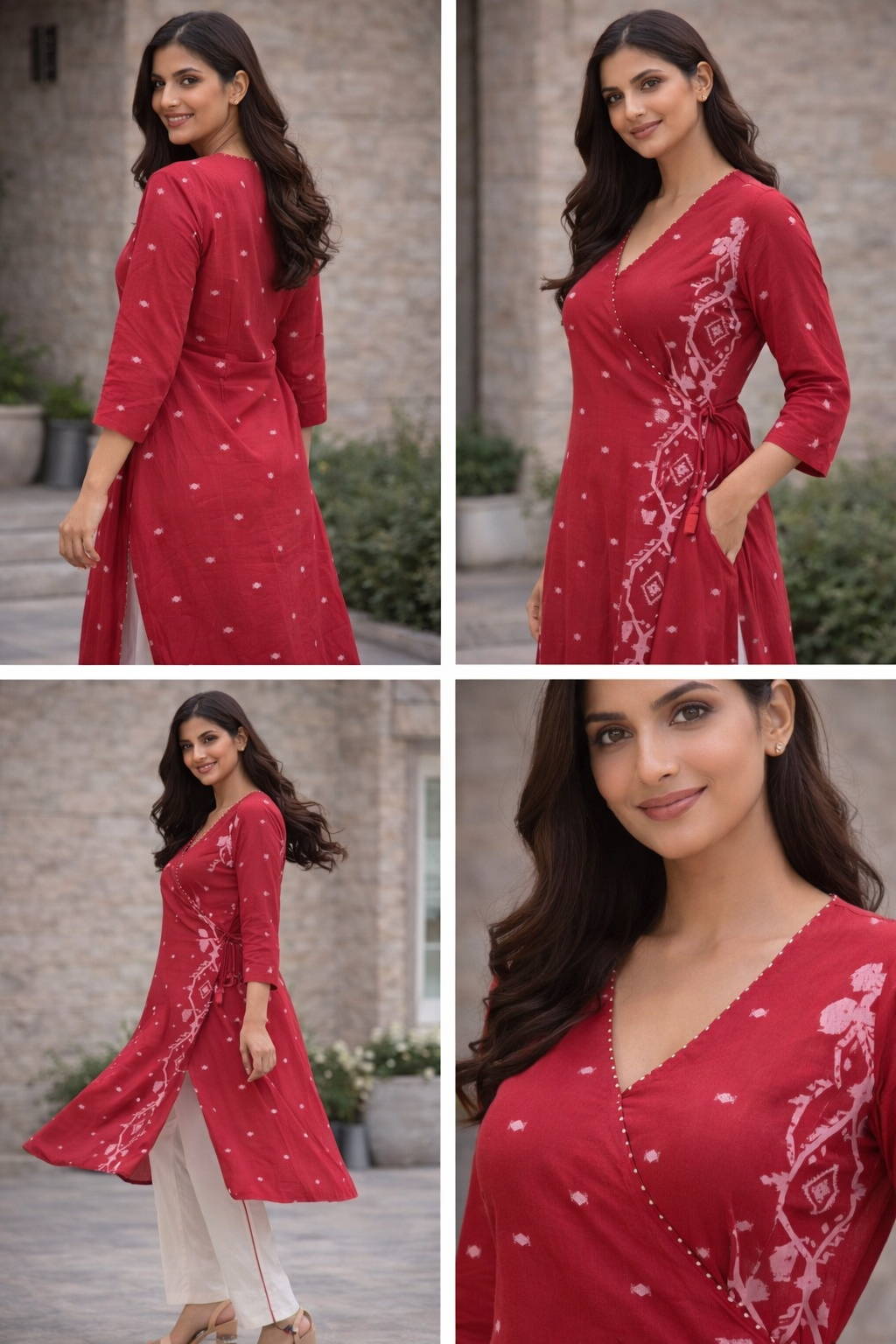 Red ikat kurta set