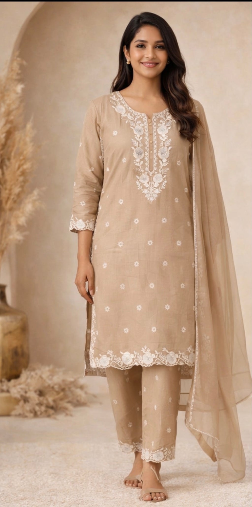 Beige 3 piece suit