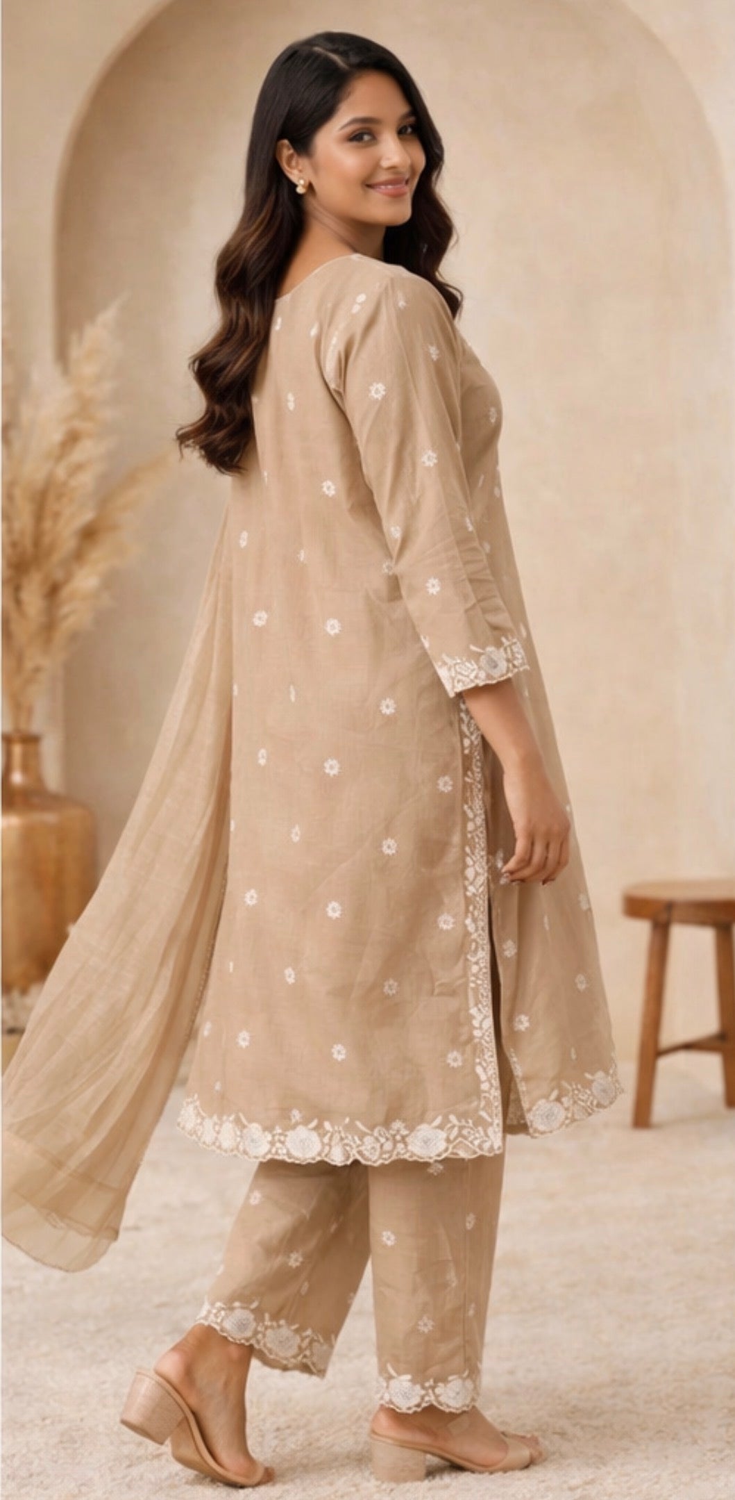 Beige 3 piece suit