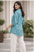 Blue printed shirt set
