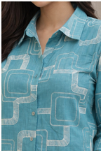 Blue printed shirt set
