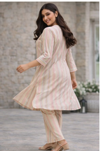 Beige striped kurta set