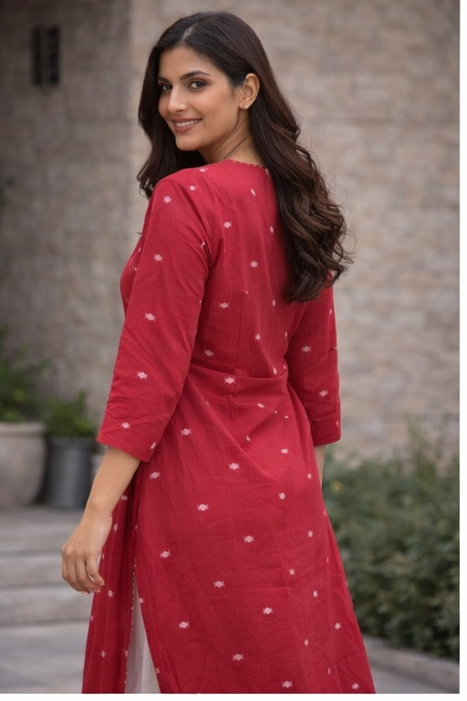 Red ikat kurta set