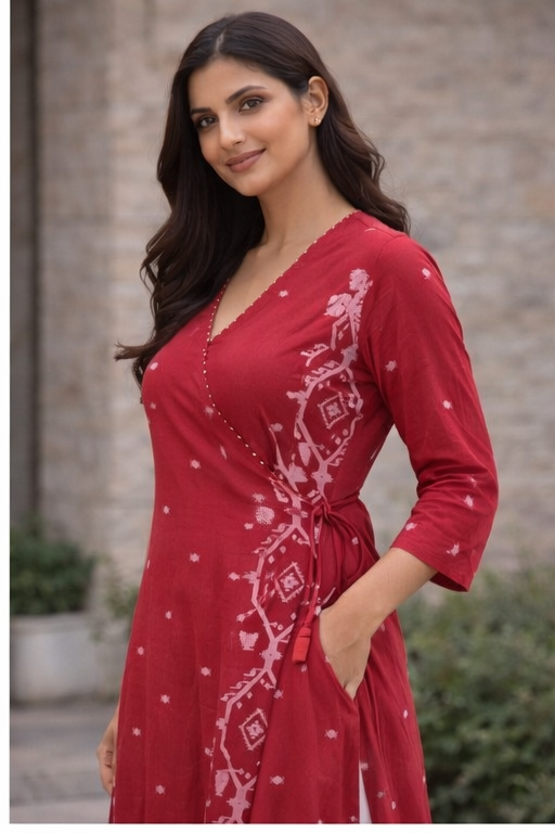 Red ikat kurta set