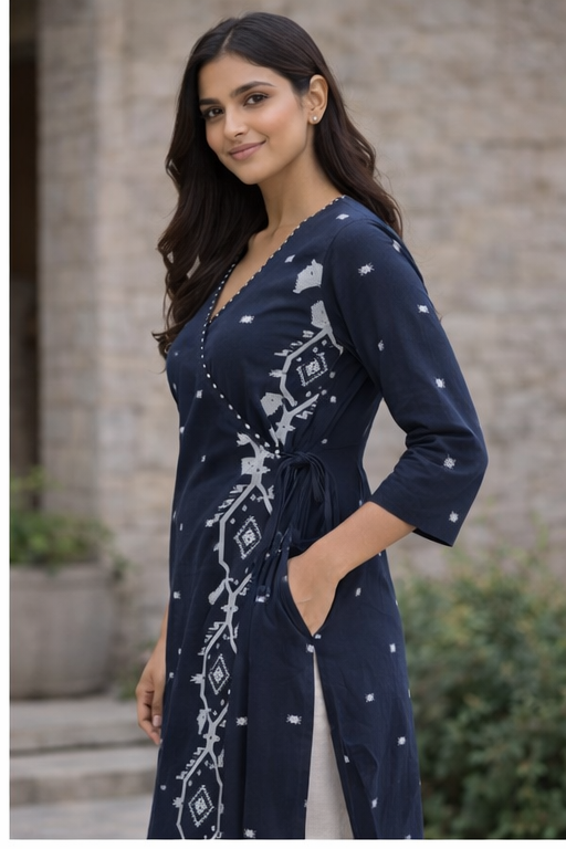 Blue ikat kurta set