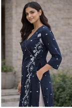 Blue ikat kurta set
