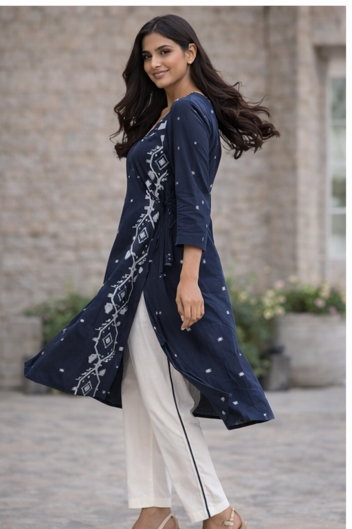 Blue ikat kurta set