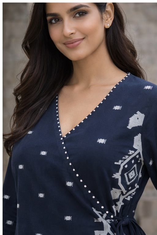 Blue ikat kurta set